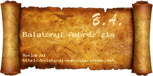 Balatonyi Ambrózia névjegykártya